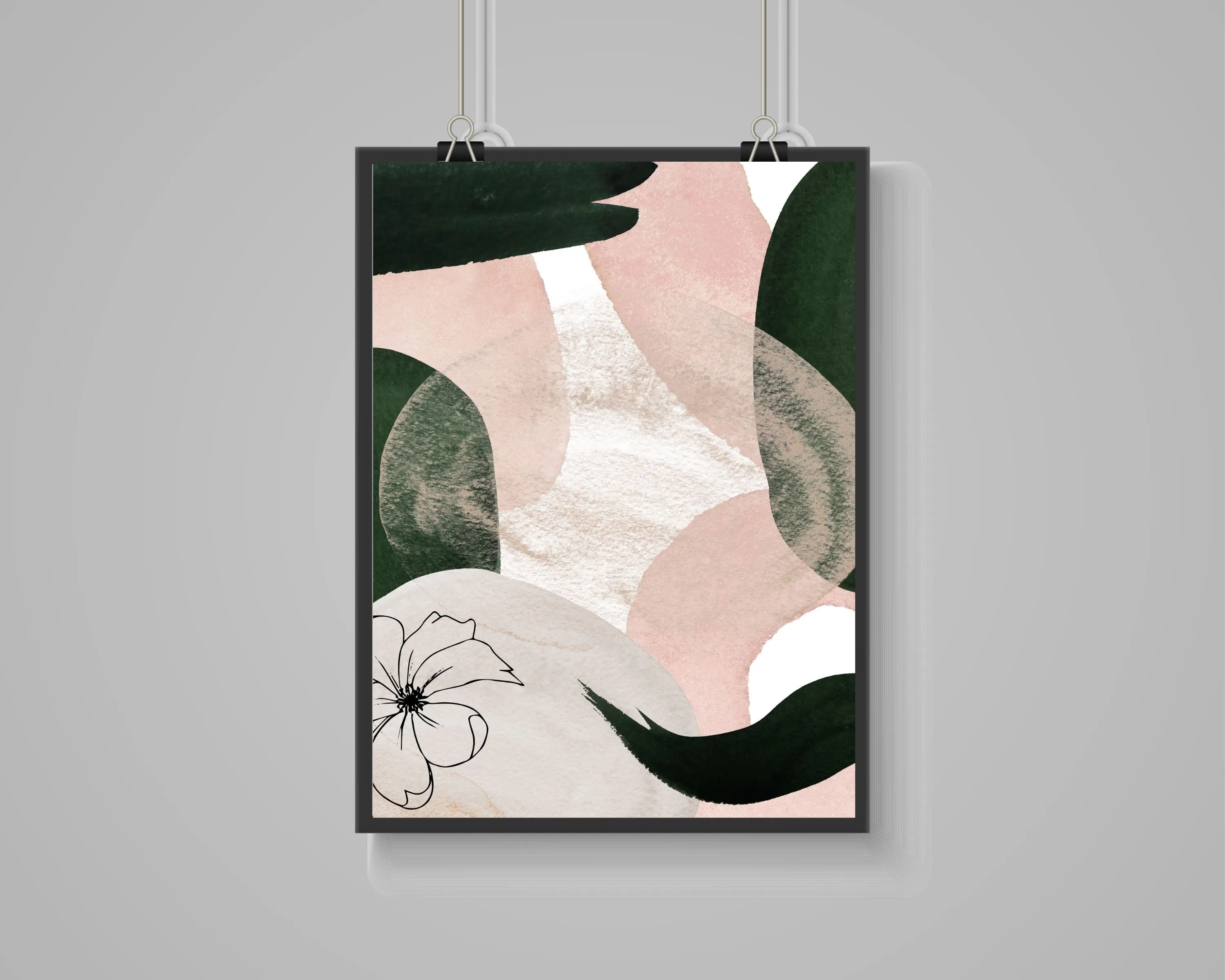 Abstract Boho Art Prints | Beige Pink Green Gold