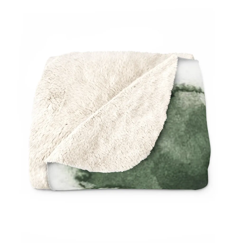 Abstract Boho Comfy Blanket | Green White Black