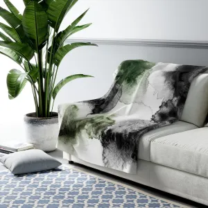 Abstract Boho Comfy Blanket | Green White Black