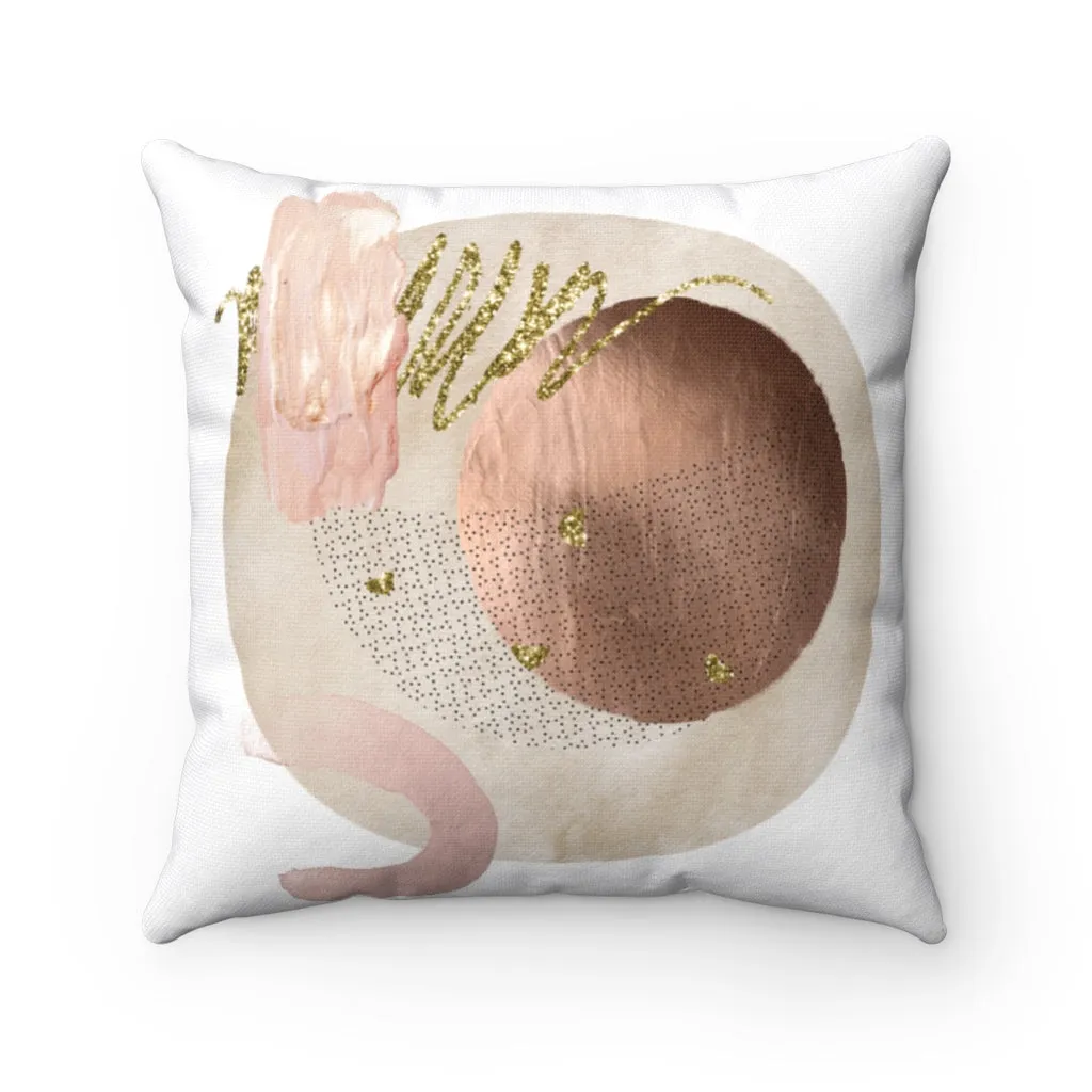 Abstract Boho Pillow Cover | Beige Cream Blush Pink Gold