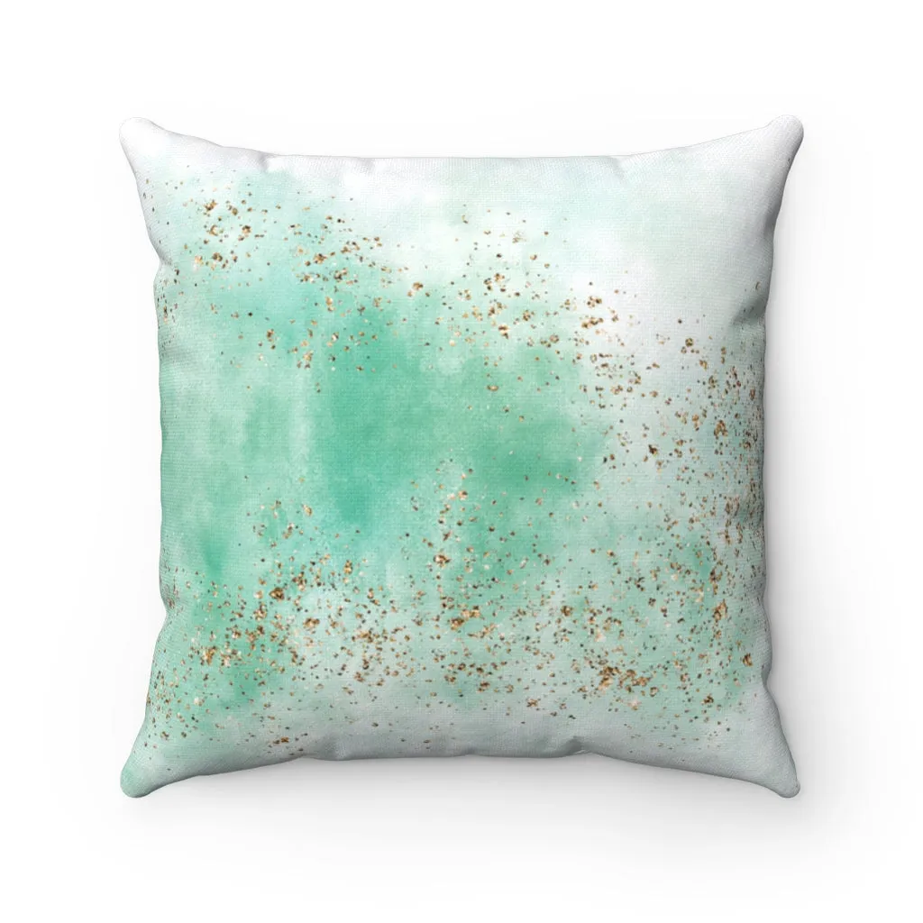 Abstract Boho Pillow Cover | Green White Gold