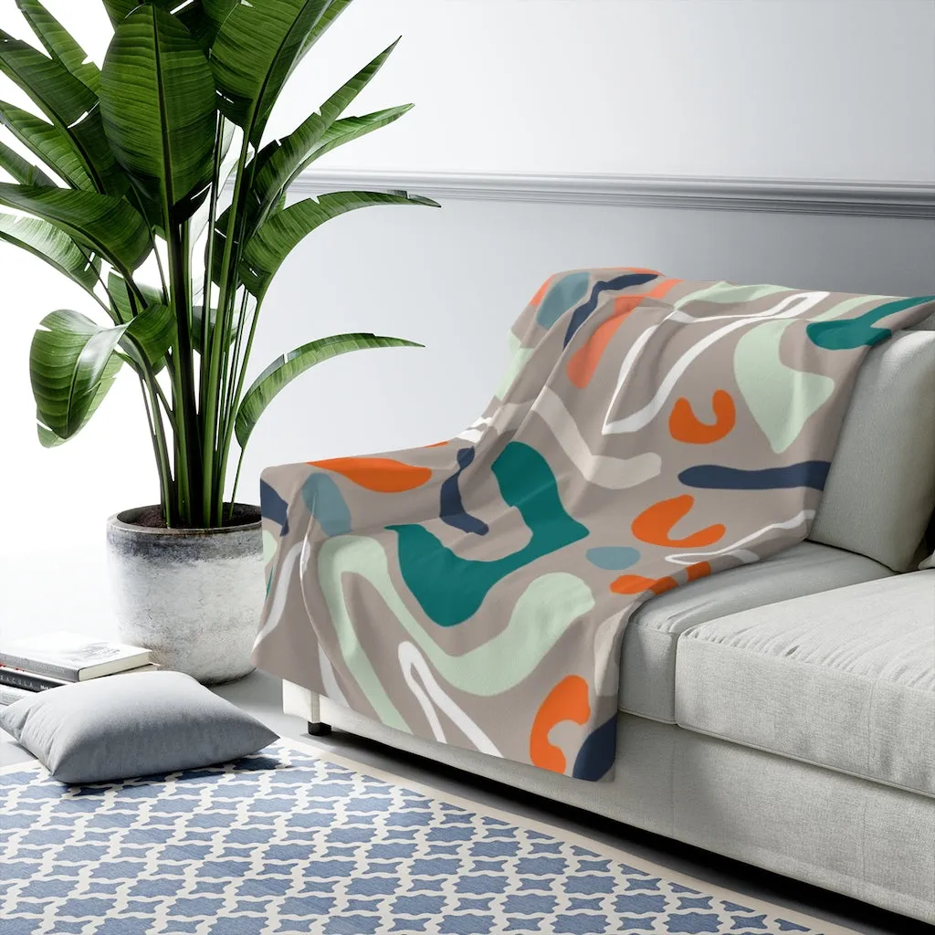 Abstract Comfy Blanket | Gray Teal