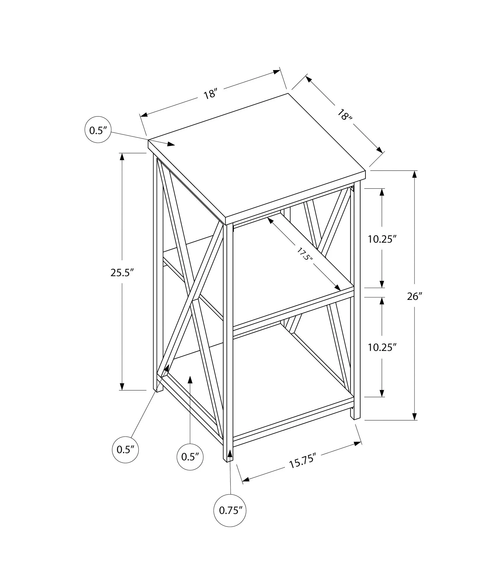 Accent Table - 26"H / Espresso / Black Metal