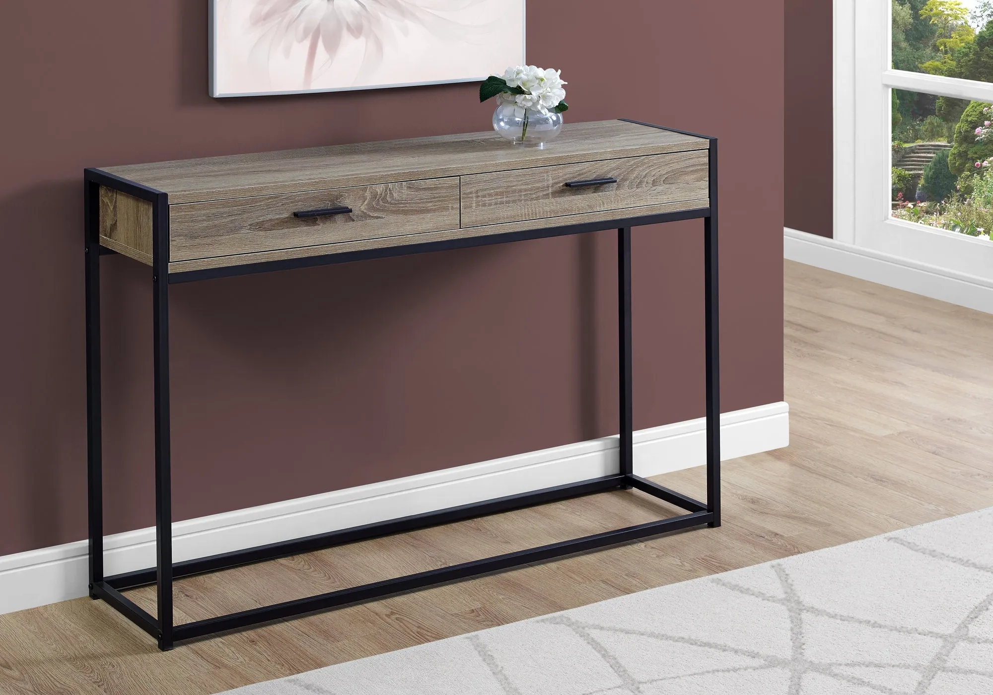 Accent Table - 48"L / Dark Taupe / Black Hall Console