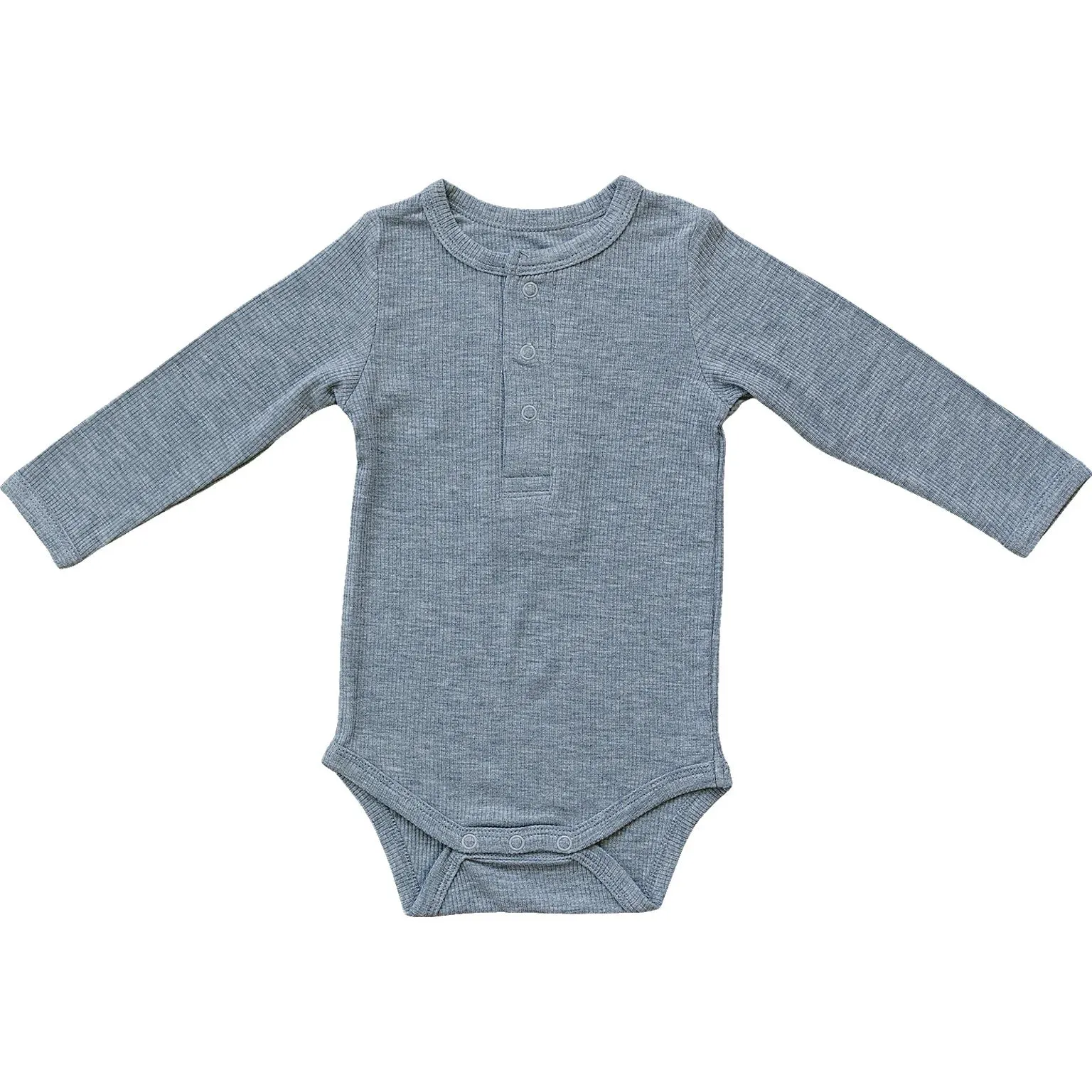 Bamboo Snap Long Sleeve Ribbed Bodysuit | Heather Grey