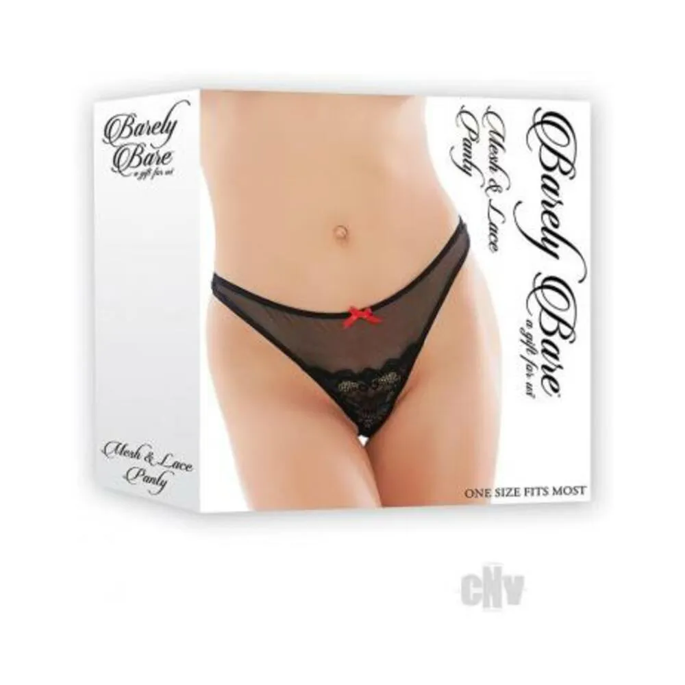 Barely BareMesh & Lace Panty Black O/S