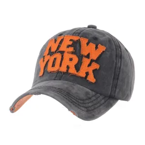 Baseball Cap Washed Distressed Trucker Hat New York DW1516