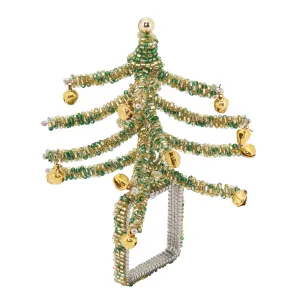 Beaded Christmas Tree Napkin Ring: Green