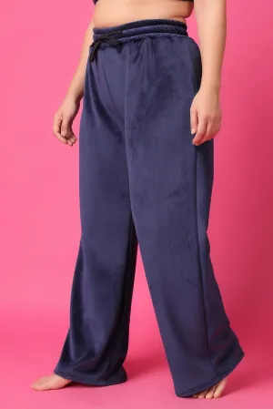 Blue Solid Slip On Pyjamas