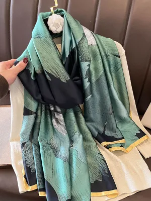 Chic Printed Contrast Color Silk Imitation Warm Shawl&Scarf