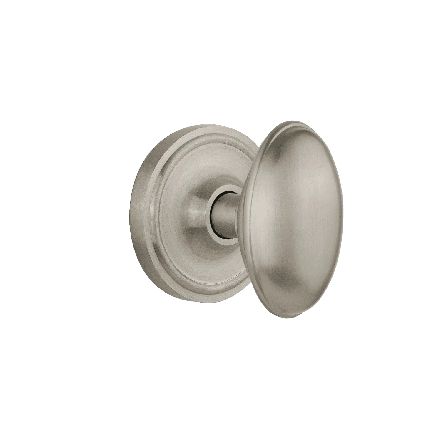 Classic Rosette with Homestead Knob in Satin Nickel