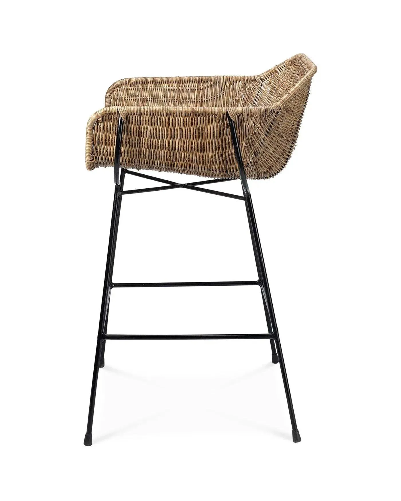 Coastal Style Brown Rattan Nusa Counter Stool With Back