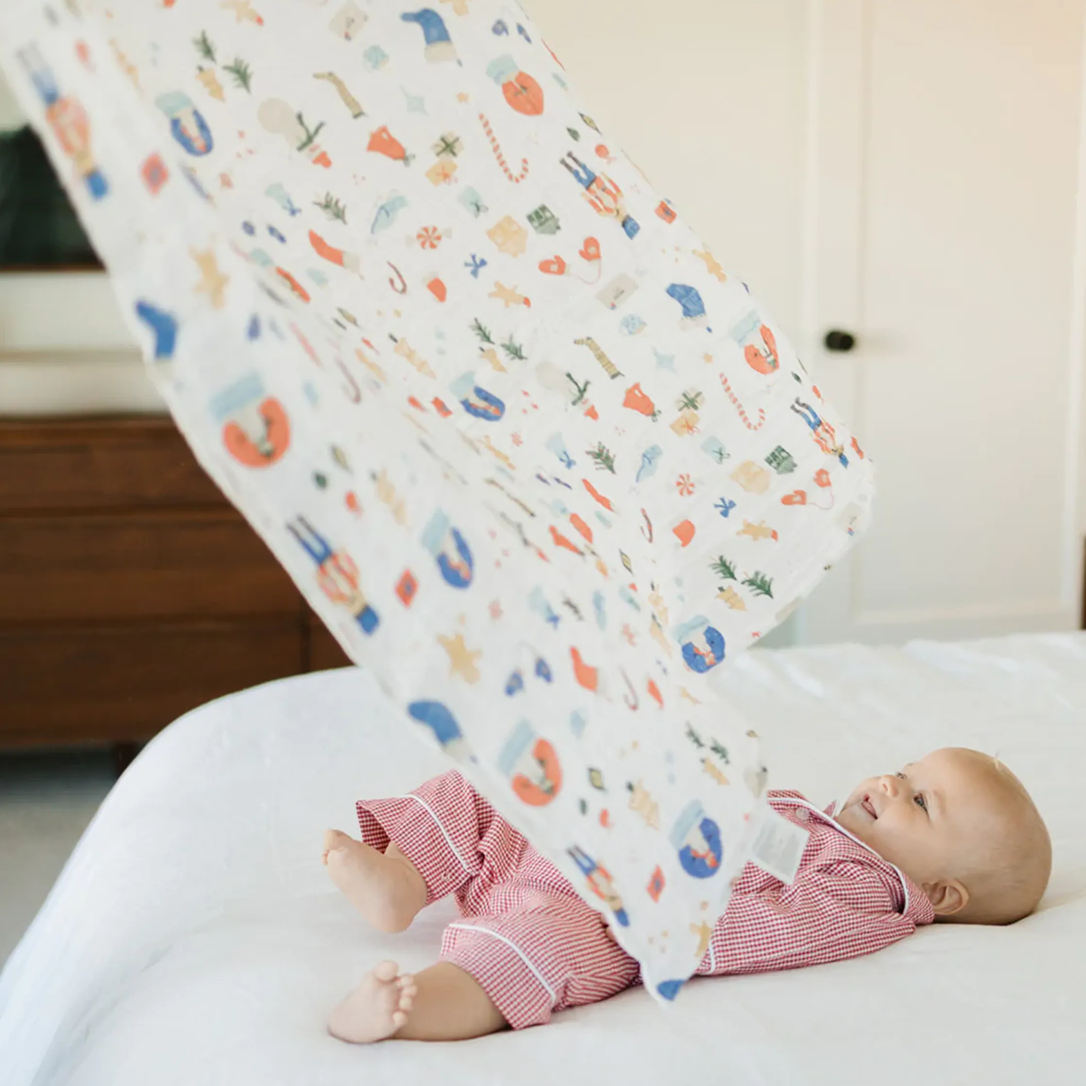 Cotton Muslin Swaddle Blanket - Christmas Time