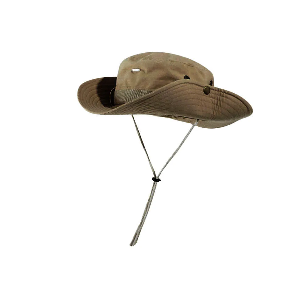 Cotton Wide Brim Boonie Bush Hat Outdoor Fishing Camping Hat Safari Cap YZ80201