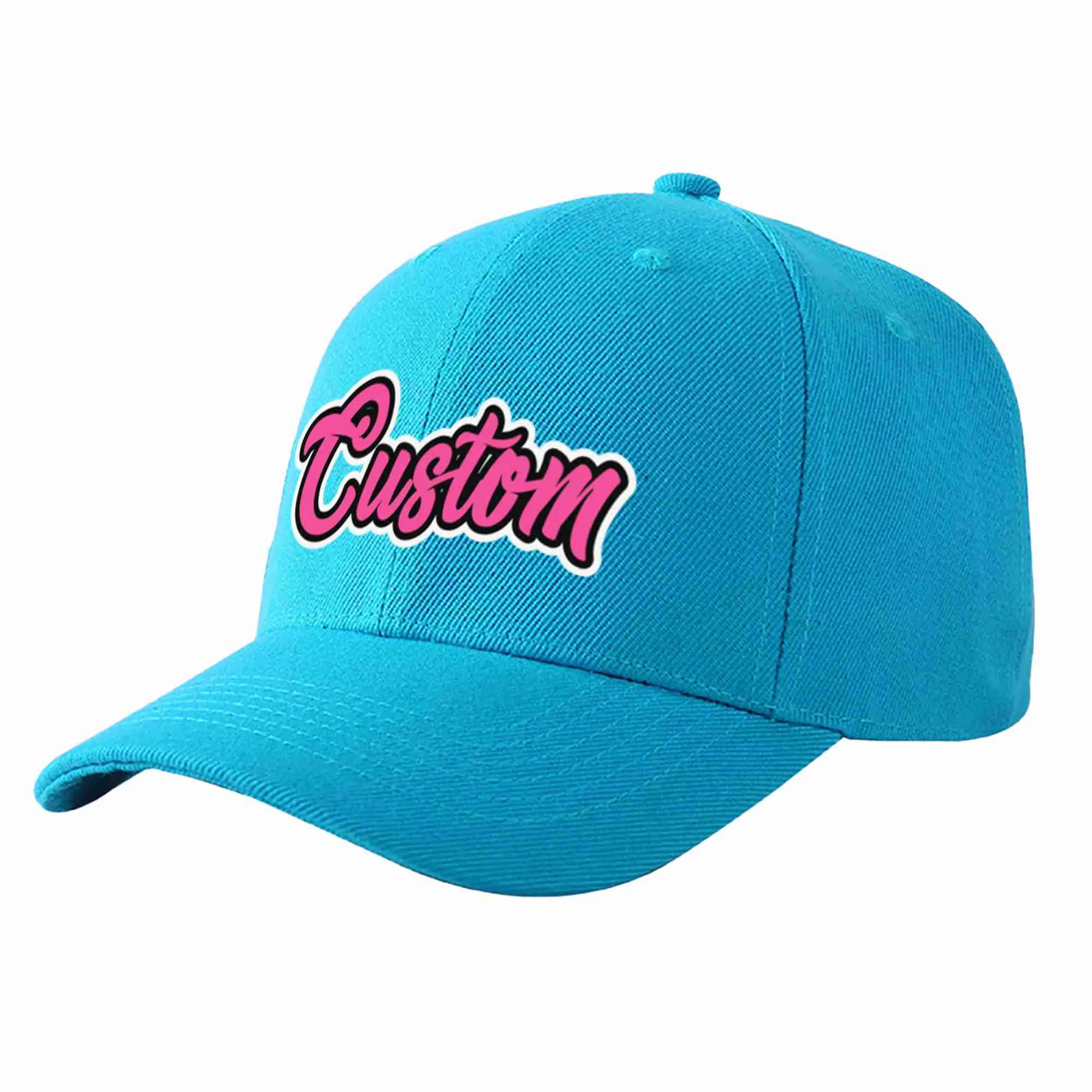 Custom Aqua Pink-Black Curved Eaves Sport Baseball Cap Design for Men/Women/Youth