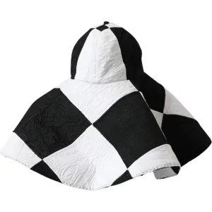 Dolce & Gabbana Black White Checkered Wide Brim Floppy Hat