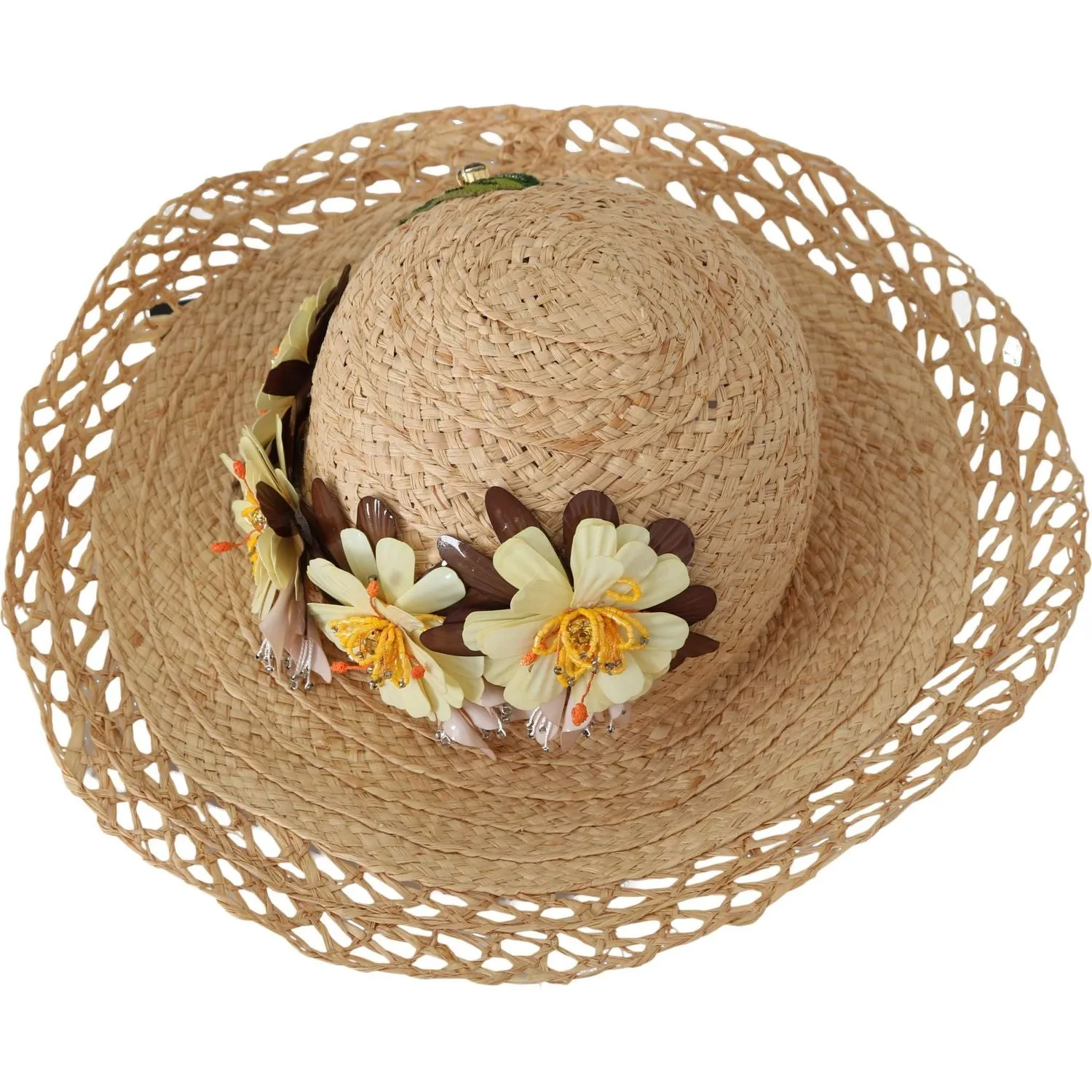 Dolce & Gabbana Elegant Beige Floral Bucket Hat