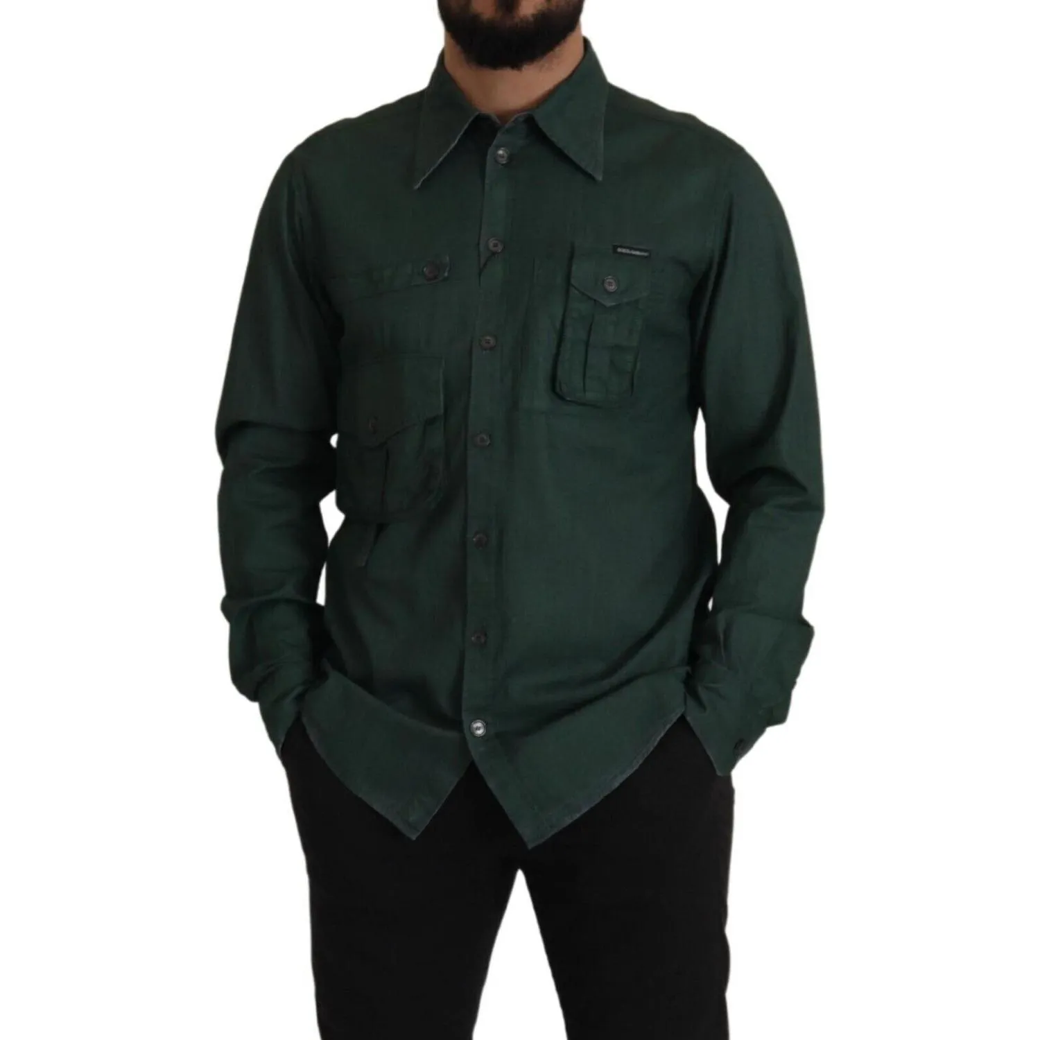 Dolce & Gabbana Emerald Elegance Slim Fit Casual Shirt