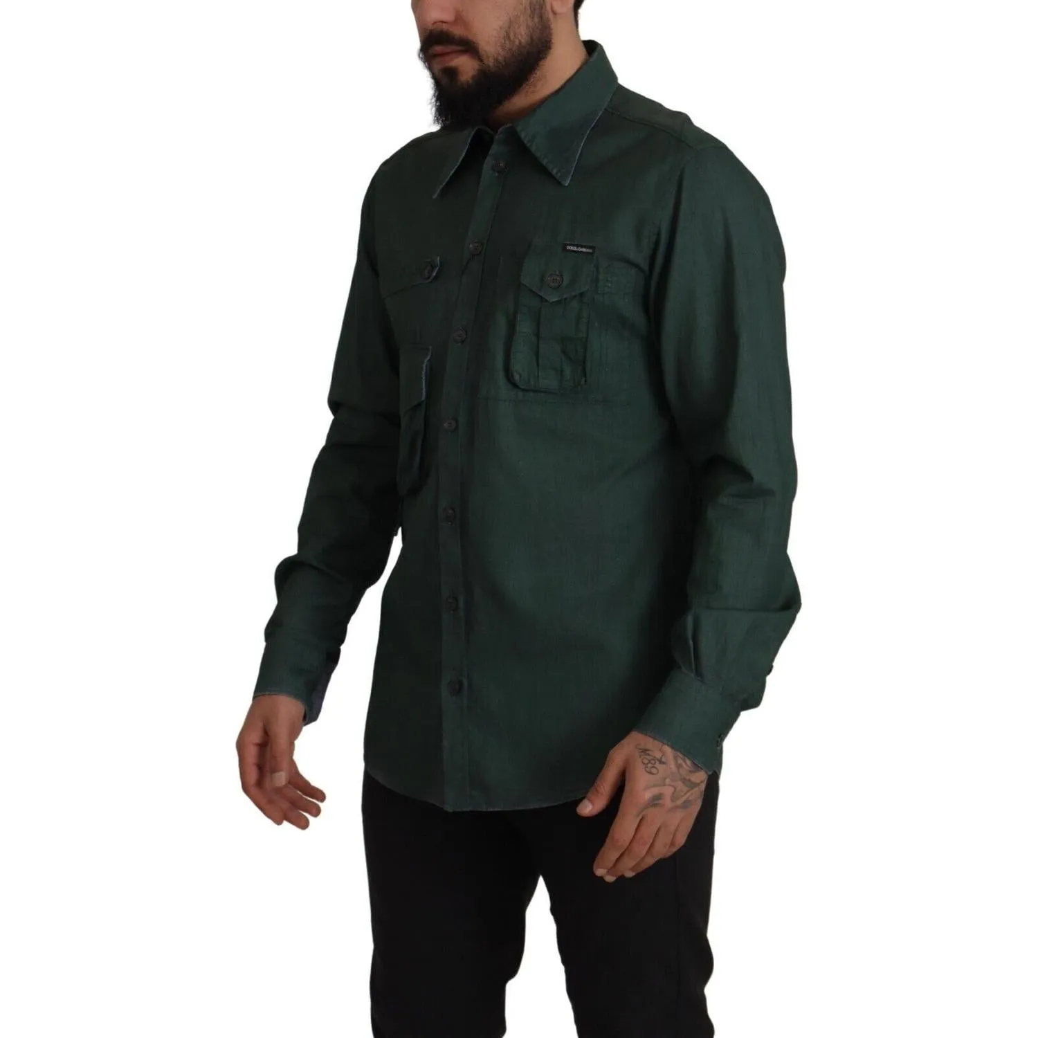 Dolce & Gabbana Emerald Elegance Slim Fit Casual Shirt