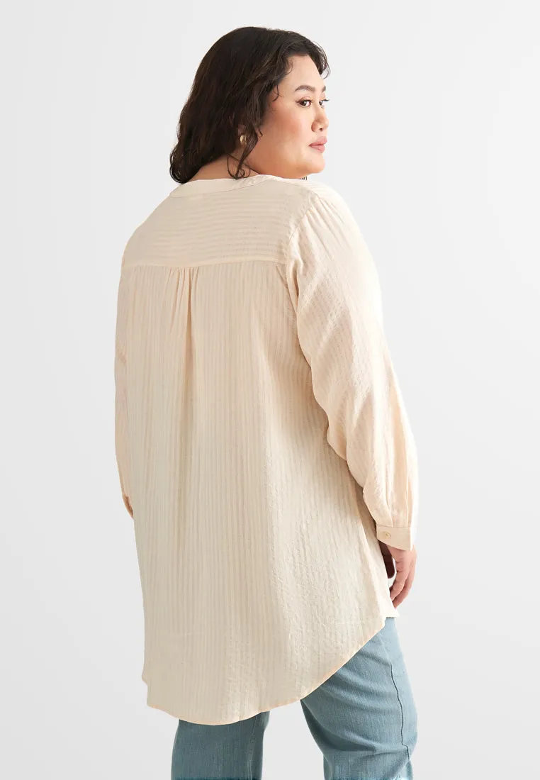 Eleanor Stand Collar Subtle Stripe Blouse