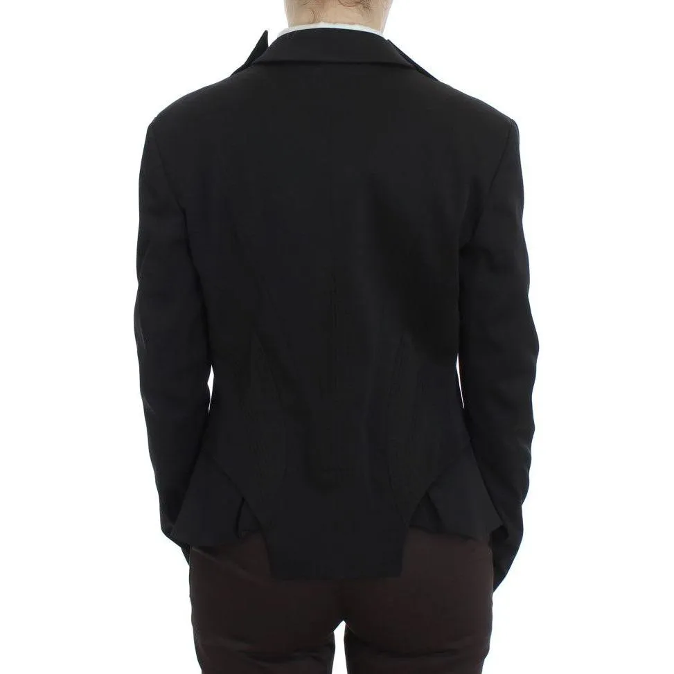 Exte Elegant Black Stretch Blazer Jacket