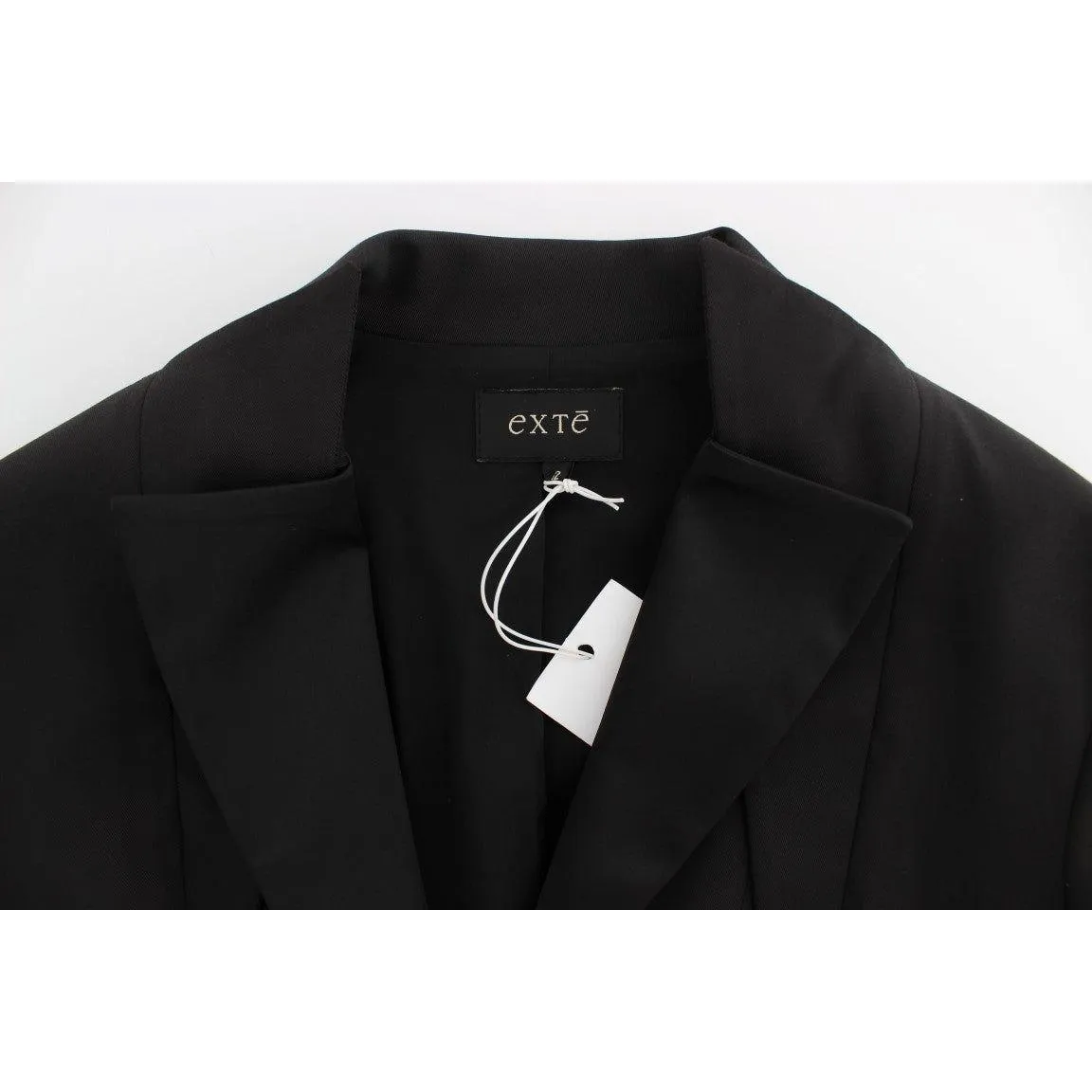 Exte Elegant Black Stretch Blazer Jacket