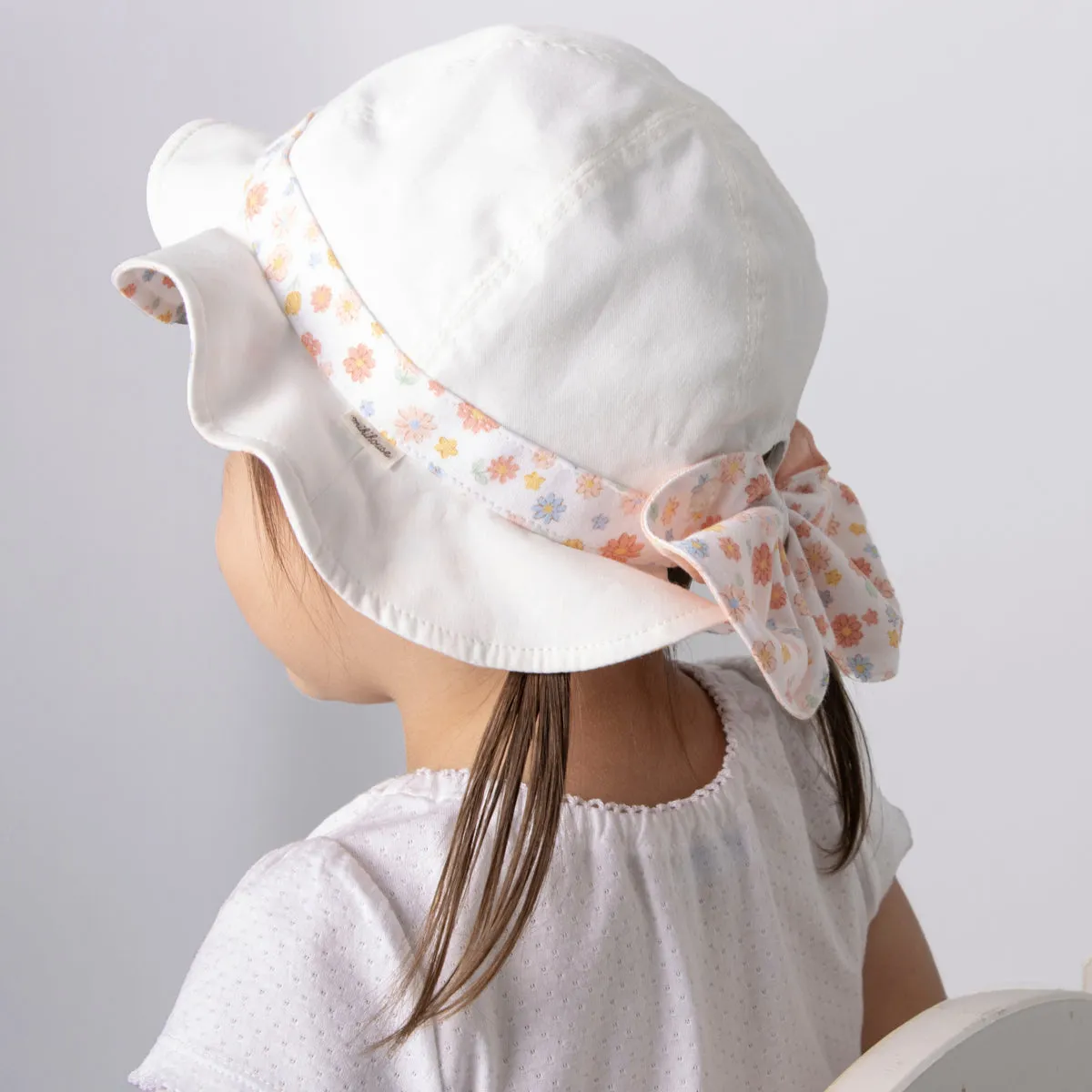 Floral Bow Sun Hat (UV Protection)