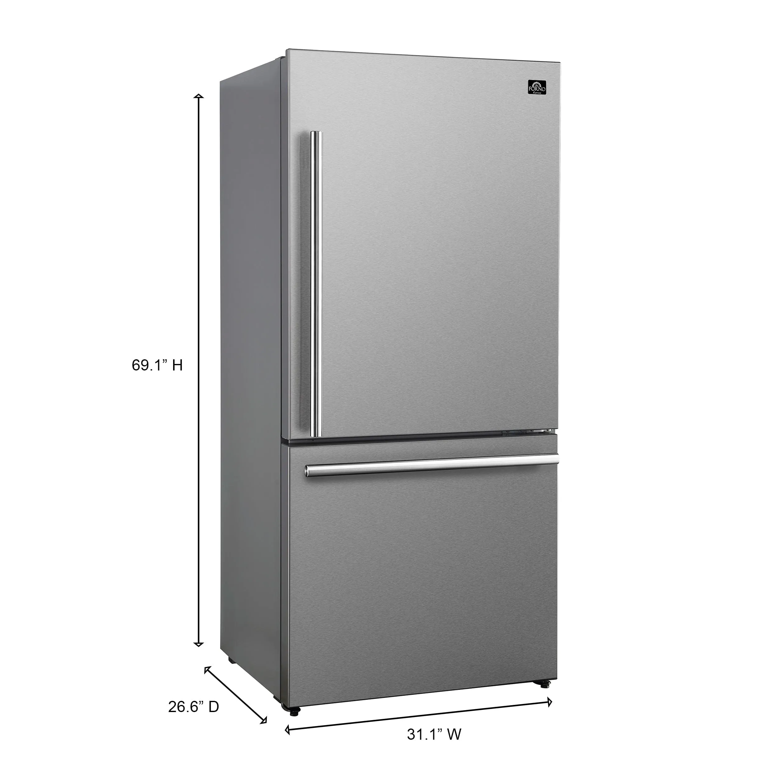 Forno Milano Espresso 17.2 Cu.Ft. Right Hinge Refrigerator Bottom Freezer FFFFD1785-31S