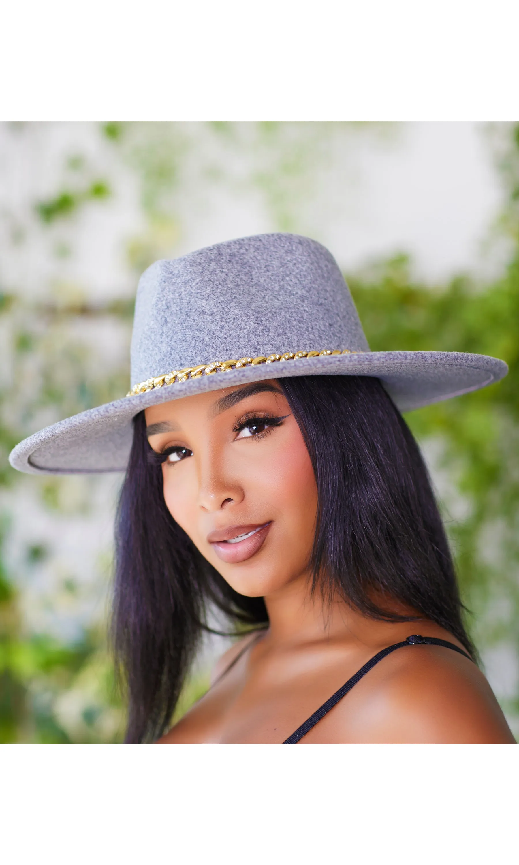 Gray Fedora With Chain Detail