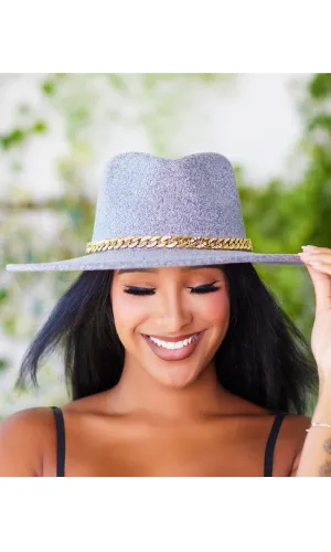 Gray Fedora With Chain Detail