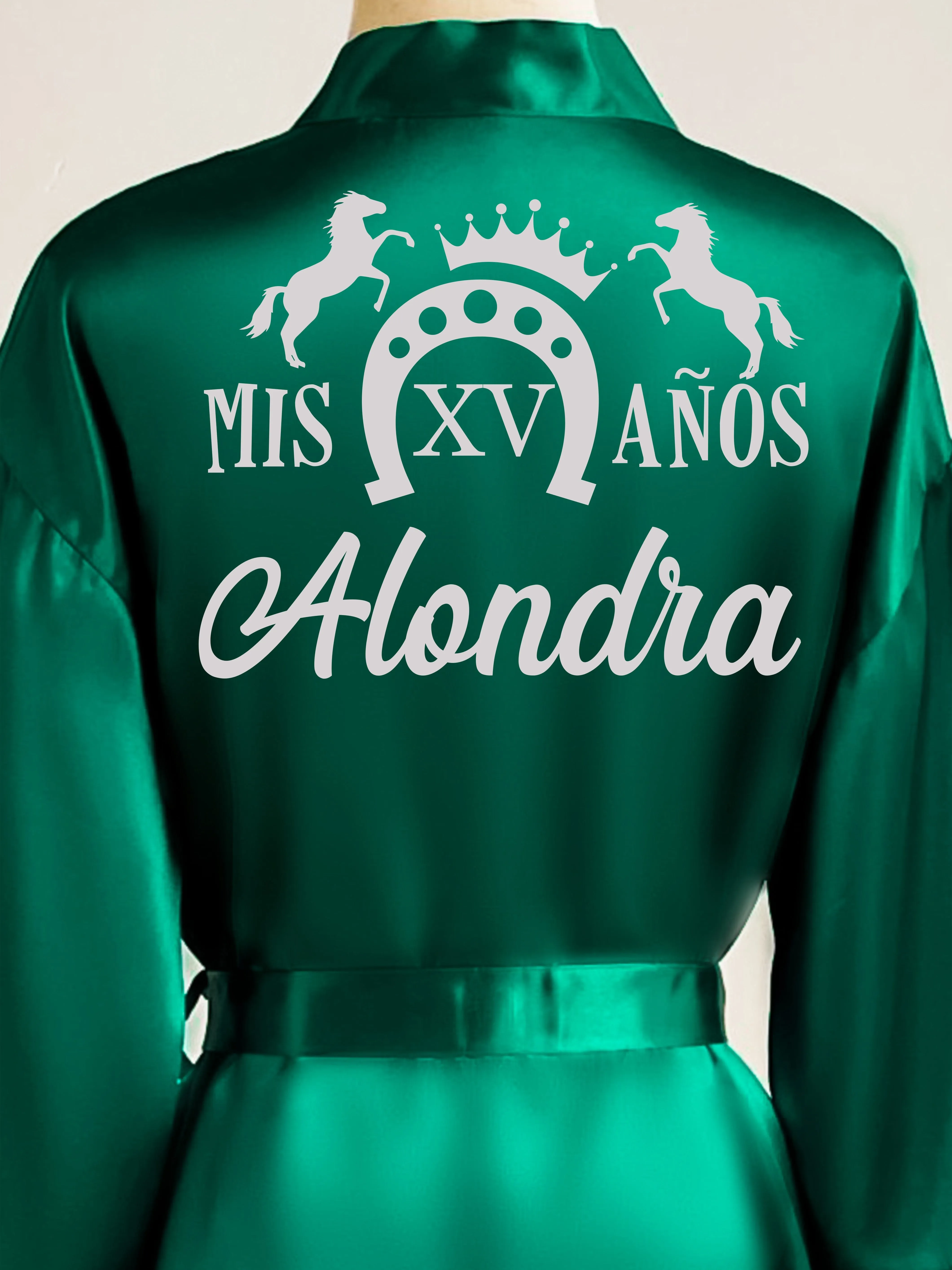 Green with Silver robe for quinceanera