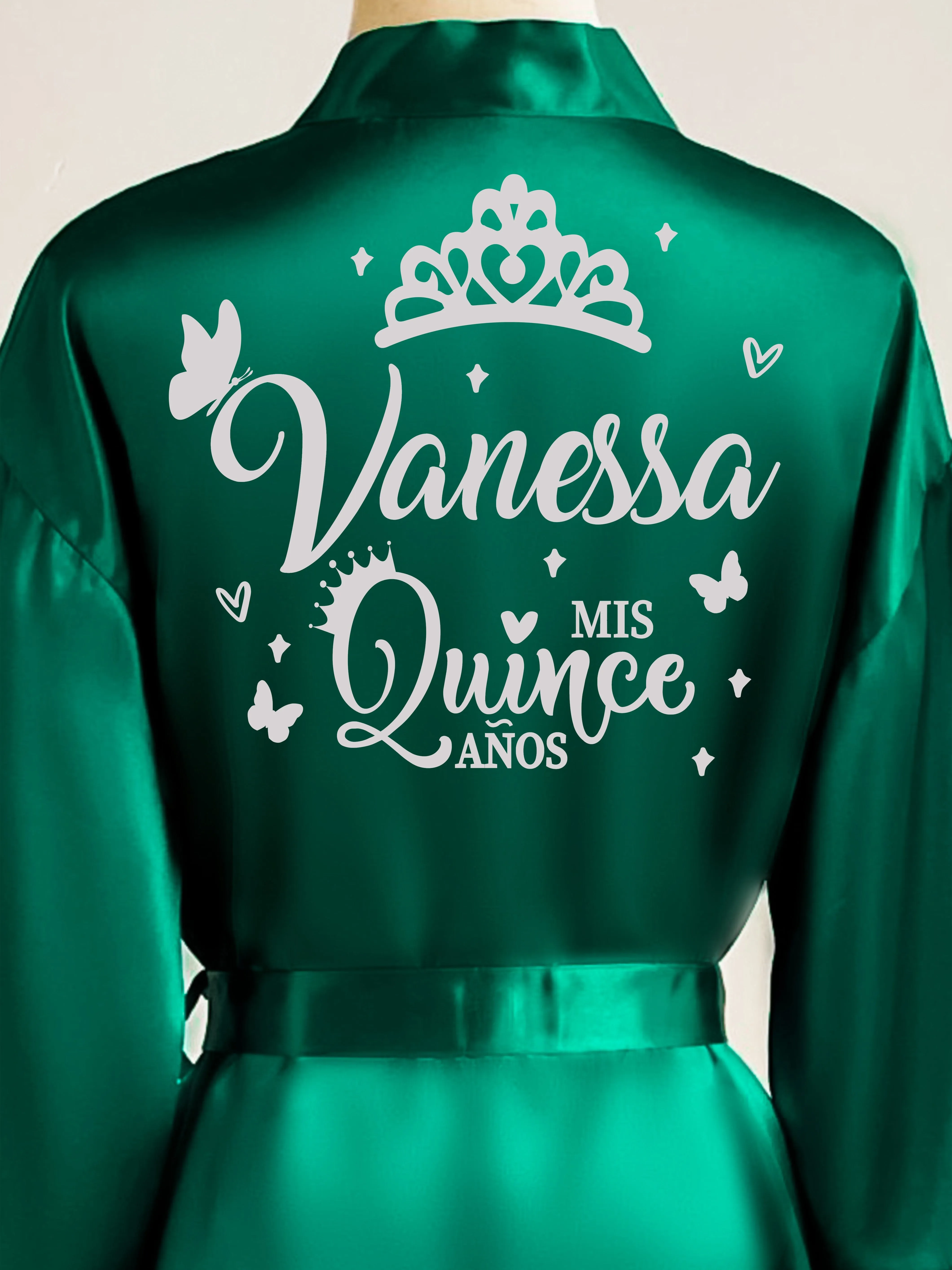 Green with Silver robe for quinceanera