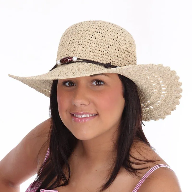 Hazy Blue WIDE BRIM STRAW Womens Hat