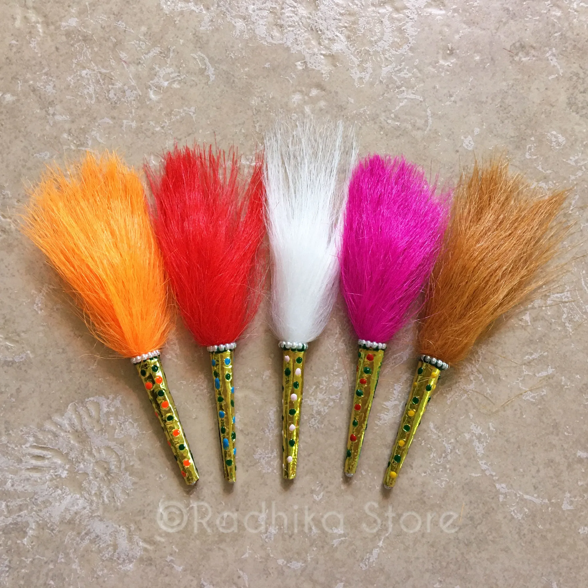 India Orange Color Deity Chamaras - Choose Handle Color