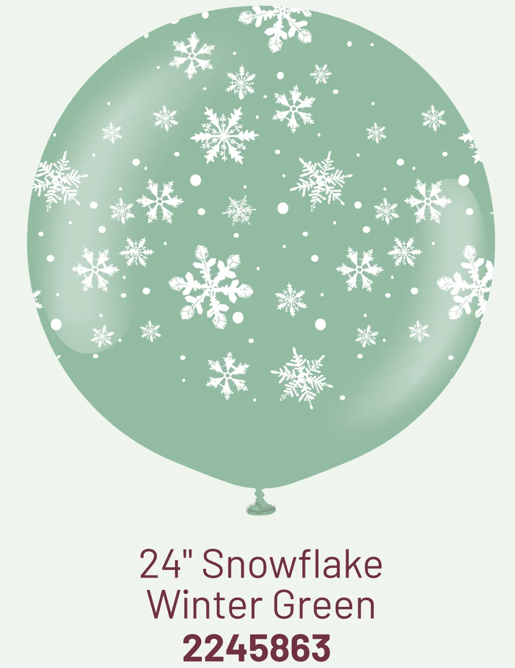 Kalisan 24" Snowflake Winter Green Printed Latex Balloon, 1 piece