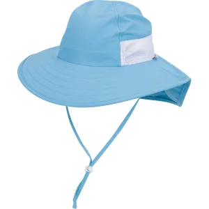 Kids Wide Brim   Flap Neck Sun Protective Adventure Hat - Aqua Sky