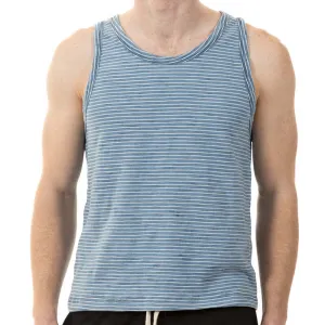 Light Indigo Wash & White Stripe Tank Top - Made In USA