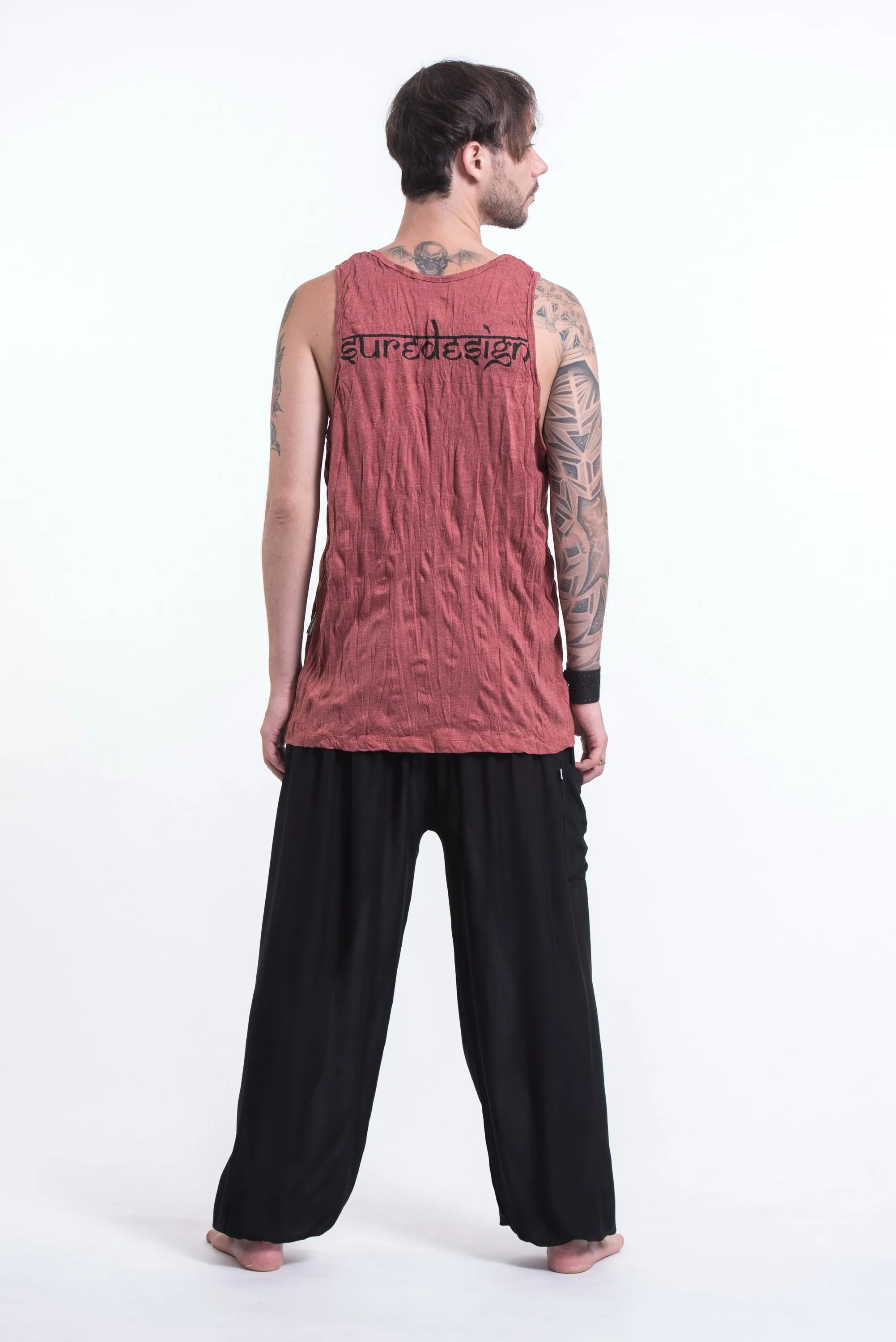 Mens See No Evil Buddha Tank Top in Brick