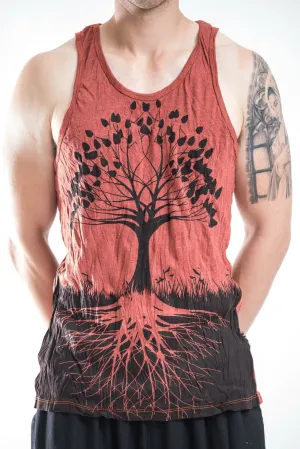 Mens Tree of Life Tank Top in Brick