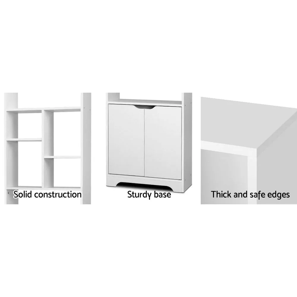 Modern 8-Shelf White Bookshelf with Cabinet - Artiss