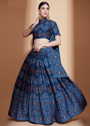 Royal Blue Crochet & Digital Embroidered Festive Lehenga Choli