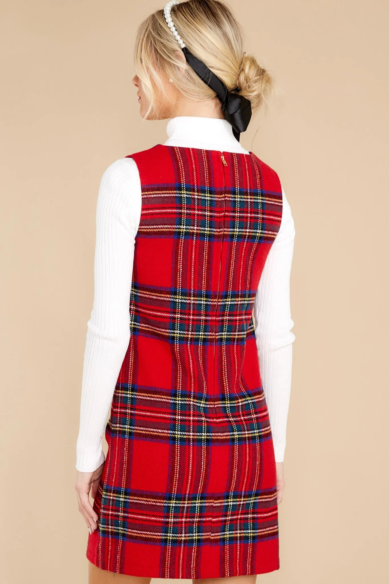 Sentimental Feeling Red Plaid Dress