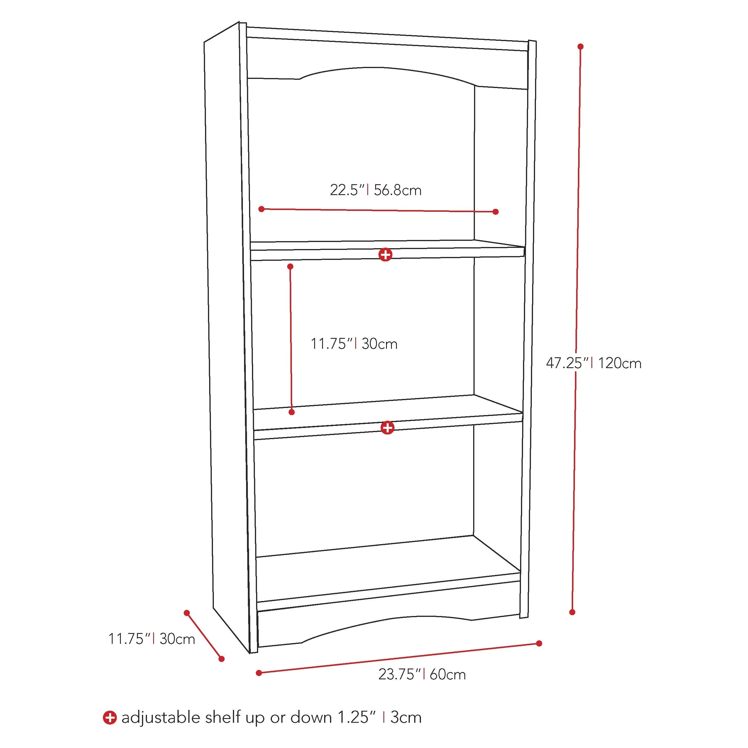 Small Bookcase in Black, 48"