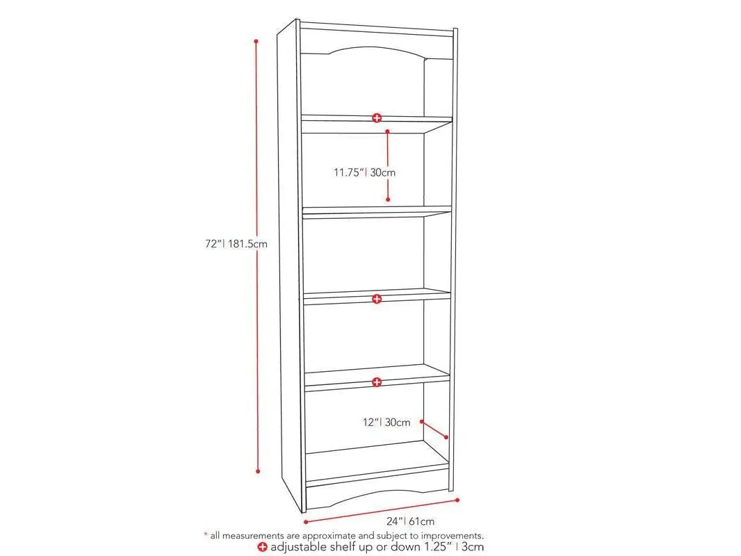 Tall Bookcase in Black, 72"