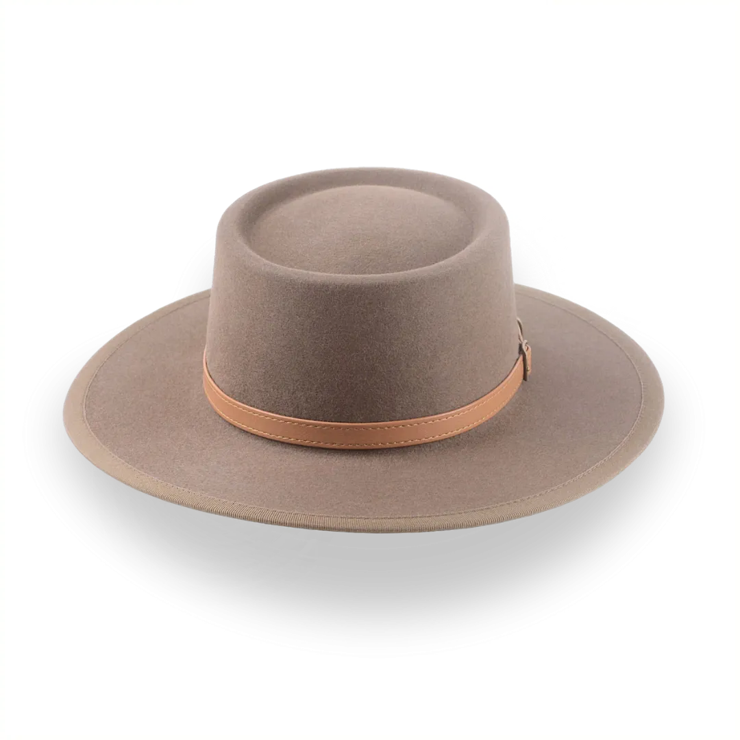 Taupe Brown Wide Brim Western Country Hat in Fur Felt | The Talisman