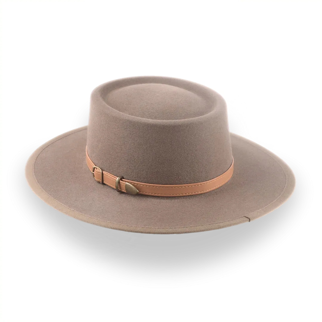 Taupe Brown Wide Brim Western Country Hat in Fur Felt | The Talisman