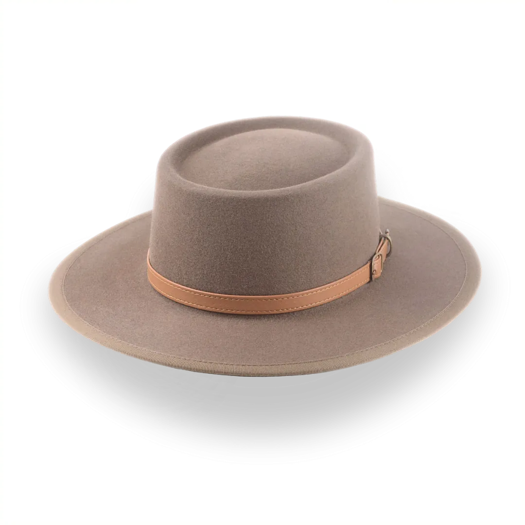 Taupe Brown Wide Brim Western Country Hat in Fur Felt | The Talisman