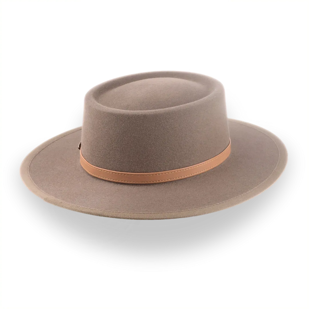 Taupe Brown Wide Brim Western Country Hat in Fur Felt | The Talisman