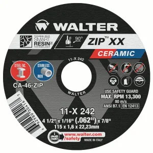 Walter 11X242 ZIP XX, 4 1/2'' x 1/16'' x 7/8'', T1 (25 Wheels)