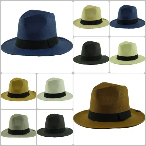 Wholesale Natural Straw Fedora Hats Unisex H59346